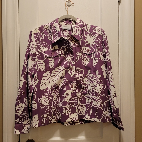 Alfred Dunner Women's Purple Floral Print Jacket Women's Size 12p NWOT - Picture 1 of 4